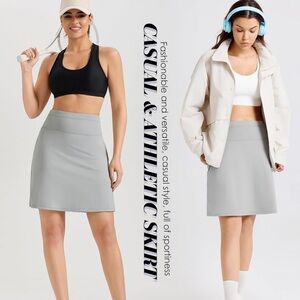 NWT 19'' Knee Length High Waisted Athletic Tennis/Golf Skort Grey, Size XL